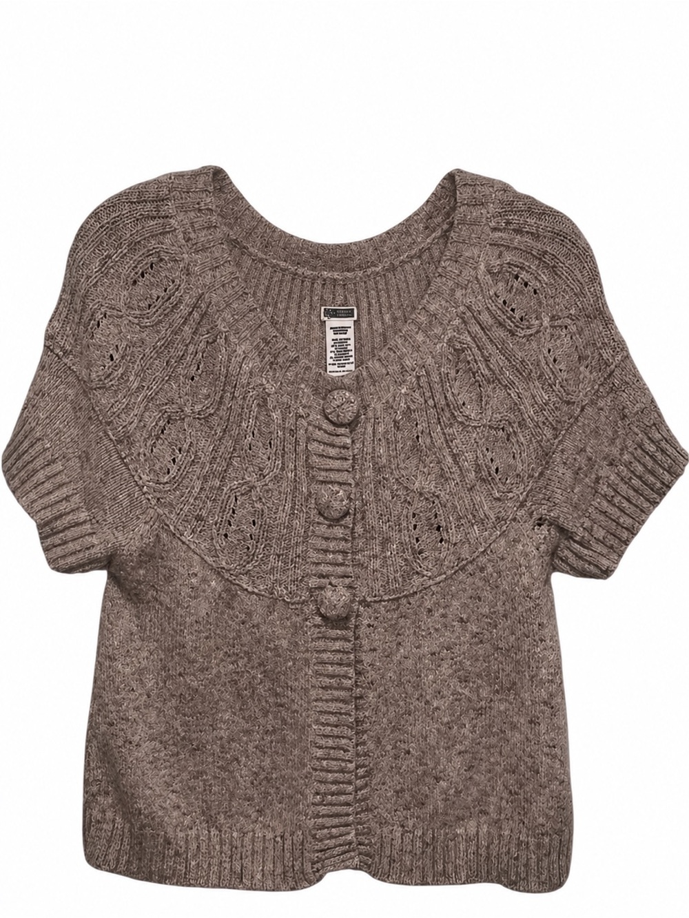 Route 66 Women’s Small Taupe Cable Knit Short Sleeve Sweater